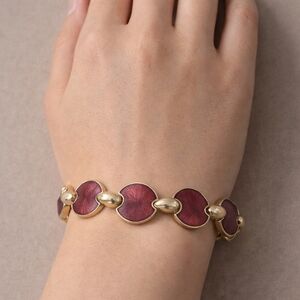 Source Unknown Gold and Deep Red Bracelet